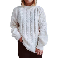 Load image into Gallery viewer, Women's Sweater Chunky Knitted Solid Color Pullover Turtleneck Long Sleeves Jumper Tops Casual Loose Fit (White, S)