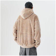 Load image into Gallery viewer, Fuzzy Fleece Hoodies for Men Winter Soft Comfy Furry Plush Sweatshirt Baggy Padded Thermal Sherpa Pullover Sweatshirt Khaki