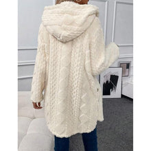 Load image into Gallery viewer, Tazeap Women's Warm Fuzzy Fleece Jacket Long Sleeve Button Down Open Front Hooded Fall Loose Knit Graphic Coats Red