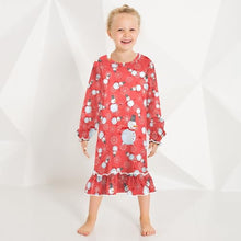 Load image into Gallery viewer, Aslsiy Girls Dress Cartoon Snowman Snow Toddler Princess Dress Casual Long Sleeve Clothes for Girls 5-6T