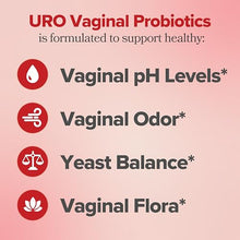 Load image into Gallery viewer, URO Vaginal Probiotics for Women pH Balance with Prebiotics & Lactobacillus Probiotic Blend - Women's Vaginal Health Supplement - Promote Healthy Vaginal Odor & Vaginal Flora, 60 Count (Pack of 1)