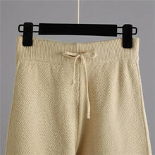 Load image into Gallery viewer, Women Basic Knitted Loose Pants and O Neck Sweater Suit Warm Sets Tracksuits Pullover Two Piece Dark Brown One Size