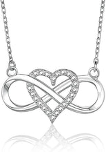 Load image into Gallery viewer, EHENiZ Infinity Heart Necklace for Women Ladies, 925 Silver, 3A+ Cubic Zirconia Necklaces for Women, Love Heart Pendant Gifts,18" Chain with 2" Extender