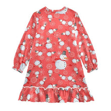 Load image into Gallery viewer, Aslsiy Girls Dress Cartoon Snowman Snow Toddler Princess Dress Casual Long Sleeve Clothes for Girls 5-6T