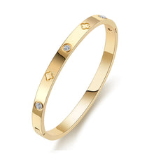 Load image into Gallery viewer, PDWZNBA 18K Gold Plated Love Friendship Bracelet with Cubic Zirconia Stones Bangle Cuff Best Gifts with Crystal for Mother's Day Valentine's Day Wedding Couples and Birthdays