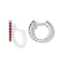 Load image into Gallery viewer, PAVOI 14K Gold Plated Sterling Silver Post Huggies | Cubic Zirconia Huggie Earrings for Women | Garnet Stones, White Gold