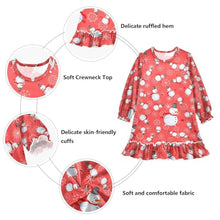 Load image into Gallery viewer, Aslsiy Girls Dress Cartoon Snowman Snow Toddler Princess Dress Casual Long Sleeve Clothes for Girls 5-6T