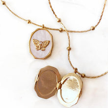 Load image into Gallery viewer, AditiGarden Dainty Gold Necklace for Women 14k Gold Butterfly Shell locket Charm Necklace Women Gifts(17.7'')
