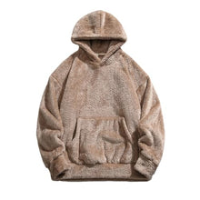Load image into Gallery viewer, Fuzzy Fleece Hoodies for Men Winter Soft Comfy Furry Plush Sweatshirt Baggy Padded Thermal Sherpa Pullover Sweatshirt Khaki
