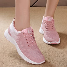 Load image into Gallery viewer, Running Sneaker for Women Women Breathable Lace Up Shoes Casual Shoes Unisex Lightweight Work Shoes Sporty Breathable Slip Work Trainers Women Athletic Shoes Flat Feet (Pink, 8)