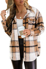 Load image into Gallery viewer, AUTOMET Womens Fall Outfits Fashion Clothes Shackets Flannel Plaid Button Down Long Sleeve Shirts Jackets 2024 Apricot XS