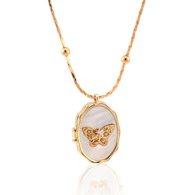 Load image into Gallery viewer, AditiGarden Dainty Gold Necklace for Women 14k Gold Butterfly Shell locket Charm Necklace Women Gifts(17.7'')