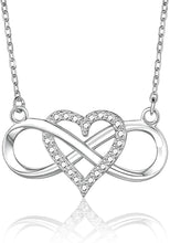 Load image into Gallery viewer, EHENiZ Infinity Heart Necklace for Women Ladies, 925 Silver, 3A+ Cubic Zirconia Necklaces for Women, Love Heart Pendant Gifts,18" Chain with 2" Extender