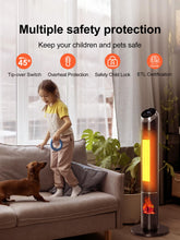 Load image into Gallery viewer, Uthfy Space Heater Indoor, 38" Electric Room Heater with Flame, 24H Timer, Portable Tower Heater with Remote, Thermostat, 3 Modes, Tip-over and Overheat Protection, for Bedroom Office Large Room Use