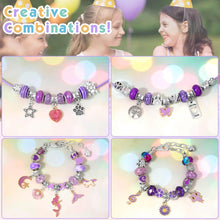 Load image into Gallery viewer, Flasoo DIY Charm Bracelet Making Kit for Girls, Jewelry Making Kit with Unicorn Mermaid Purple Stuff Craft Gift for Birthday, Christmas, New Year