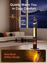Load image into Gallery viewer, Uthfy Space Heater Indoor, 38" Electric Room Heater with Flame, 24H Timer, Portable Tower Heater with Remote, Thermostat, 3 Modes, Tip-over and Overheat Protection, for Bedroom Office Large Room Use