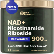 Load image into Gallery viewer, PacificCoast NutriLabs Reus Research NMN Supplement Alternative - Liposomal Nicotinamide Riboside w/Resveratrol & Quercetin - High Purity NAD Supplement for Anti-Aging, Energy, Focus - 80 Capsules