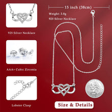 Load image into Gallery viewer, EHENiZ Infinity Heart Necklace for Women Ladies, 925 Silver, 3A+ Cubic Zirconia Necklaces for Women, Love Heart Pendant Gifts,18" Chain with 2" Extender