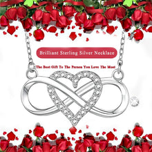 Load image into Gallery viewer, EHENiZ Infinity Heart Necklace for Women Ladies, 925 Silver, 3A+ Cubic Zirconia Necklaces for Women, Love Heart Pendant Gifts,18" Chain with 2" Extender