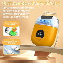 Load image into Gallery viewer, Electric Foot Grinder, Digital Electric Callus Remover for Feet, Waterproof Electric Foot File Rechargeable, Electric Foot Callus Remover with 3 Grinding Heads 2 Speeds for Dry Dead Skin (Yellow)