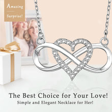 Load image into Gallery viewer, EHENiZ Infinity Heart Necklace for Women Ladies, 925 Silver, 3A+ Cubic Zirconia Necklaces for Women, Love Heart Pendant Gifts,18" Chain with 2" Extender