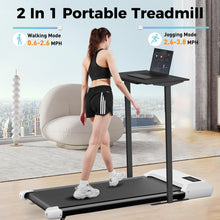 Load image into Gallery viewer, SupeRun Walking Pad, Under Desk Treadmill, 3 in 1 Portable Treadmill with Remote Control LED Display, 2.5 HP Quiet Walking Jogging Machine for Office Home Use, 300 Lbs Capacity (White-45''L, BA03)