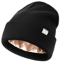 ギャラリービューアに画像を読み込み、YANIBEST Womens Satin Lined Knit Beanie Hat Acrylic Winter Hats for Women Men Silk Lining Soft Slouchy Warm Cuffed Beanie Hat