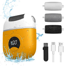 Load image into Gallery viewer, Electric Foot Grinder, Digital Electric Callus Remover for Feet, Waterproof Electric Foot File Rechargeable, Electric Foot Callus Remover with 3 Grinding Heads 2 Speeds for Dry Dead Skin (Yellow)