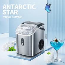 ギャラリービューアに画像を読み込み、Nugget Countertop Ice Maker with Soft Chewable Ice, 34Lbs/24H, Pebble Portable Ice Machine with Ice Scoop, Self-Cleaning, One-Click Operation, for Kitchen,Office Stainless Steel Silver