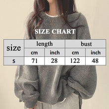 Load image into Gallery viewer, Women's Solid Knitting Split Hem Crewneck Jumper,Women's Long Sleeve Pullover Sweater Fall Casual Soft Ribbed Knit (One Size,Gray)