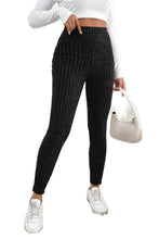 Load image into Gallery viewer, Comfortable Elastic Ribbed Leggings - Ideal for Daily Wear,Black,(US 4-6) S