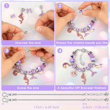 Load image into Gallery viewer, Flasoo DIY Charm Bracelet Making Kit for Girls, Jewelry Making Kit with Unicorn Mermaid Purple Stuff Craft Gift for Birthday, Christmas, New Year