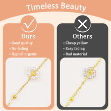 Load image into Gallery viewer, SmileBelle Daisy Pearl Necklace, Dainty Pearl Choker Necklace for Women as Flower Necklace, 14K Gold Plated Stainless Steel Gold Necklaces as Christmas Stocking Stuffers for Girls Daisy Costume Gift