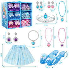 Load image into Gallery viewer, LJZJ Princess Dress Up Toys & Jewelry Boutique, Costumes Set incl Color Skirts, Shoes, Crowns, Accessories, Girls Role Play Gift for 3 4 5 6 Year old Girl Toddler B-day Party Favors
