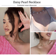 Load image into Gallery viewer, SmileBelle Daisy Pearl Necklace, Dainty Pearl Choker Necklace for Women as Flower Necklace, 14K Gold Plated Stainless Steel Gold Necklaces as Christmas Stocking Stuffers for Girls Daisy Costume Gift