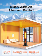 Load image into Gallery viewer, Uthfy Space Heater Indoor, 38" Electric Room Heater with Flame, 24H Timer, Portable Tower Heater with Remote, Thermostat, 3 Modes, Tip-over and Overheat Protection, for Bedroom Office Large Room Use