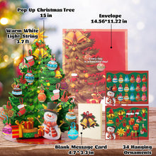 ギャラリービューアに画像を読み込み、Airpark Pop Up Christmas Tree, Pre-Lit Foldable Paper Xmas Tree with Warm White Lights, Greeting Cards with Blank Note Cards and Envelope, 15 inch 3D Flower Bouquet Gift Cards for Holiday Decorations