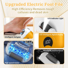 Load image into Gallery viewer, Electric Foot Grinder, Digital Electric Callus Remover for Feet, Waterproof Electric Foot File Rechargeable, Electric Foot Callus Remover with 3 Grinding Heads 2 Speeds for Dry Dead Skin (Yellow)