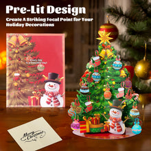 ギャラリービューアに画像を読み込み、Airpark Pop Up Christmas Tree, Pre-Lit Foldable Paper Xmas Tree with Warm White Lights, Greeting Cards with Blank Note Cards and Envelope, 15 inch 3D Flower Bouquet Gift Cards for Holiday Decorations