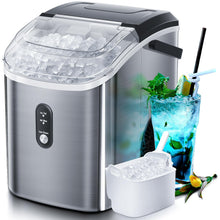 ギャラリービューアに画像を読み込み、Nugget Countertop Ice Maker with Soft Chewable Ice, 34Lbs/24H, Pebble Portable Ice Machine with Ice Scoop, Self-Cleaning, One-Click Operation, for Kitchen,Office Stainless Steel Silver