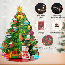 ギャラリービューアに画像を読み込み、Airpark Pop Up Christmas Tree, Pre-Lit Foldable Paper Xmas Tree with Warm White Lights, Greeting Cards with Blank Note Cards and Envelope, 15 inch 3D Flower Bouquet Gift Cards for Holiday Decorations
