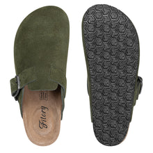 Load image into Gallery viewer, FITORY Womens Clogs Slip-on Potato Shoes Leather Mules with Suede Cork Footbed Green Size 8