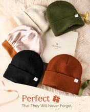 ギャラリービューアに画像を読み込み、YANIBEST Womens Satin Lined Knit Beanie Hat Acrylic Winter Hats for Women Men Silk Lining Soft Slouchy Warm Cuffed Beanie Hat