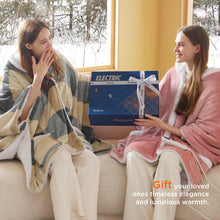 Load image into Gallery viewer, Bedsure Heated Blanket Wearable Shawl - Electric Wrap Poncho Blanket Hoodie for Adult, Winter Gifts for Mom Women Girlfriend, Warm Sherpa Heating Throw, Auto Shut Off, 50x64 inches, Printed Cat