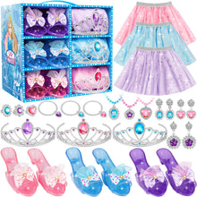 Load image into Gallery viewer, LJZJ Princess Dress Up Toys & Jewelry Boutique, Costumes Set incl Color Skirts, Shoes, Crowns, Accessories, Girls Role Play Gift for 3 4 5 6 Year old Girl Toddler B-day Party Favors