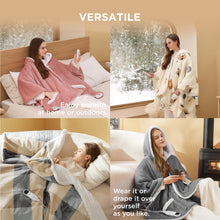 Load image into Gallery viewer, Bedsure Heated Blanket Wearable Shawl - Electric Wrap Poncho Blanket Hoodie for Adult, Winter Gifts for Mom Women Girlfriend, Warm Sherpa Heating Throw, Auto Shut Off, 50x64 inches, Printed Cat