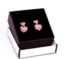 Load image into Gallery viewer, Falasoso Pink Stud Earrings For Women, Titanium Cubic Zirconia Hypoallergenic Heart Dangle Crystals 925 Sterling Silver Cute Earrings For Girls