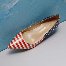 Load image into Gallery viewer, Reindee Lusion Womens High Stiletto Heels Red American Flag Paste Printed Pointed Toe Sexy Pumps Shoes Size 7