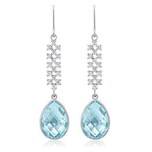 Load image into Gallery viewer, Gem Stone King 18.00 Ct Stunning Genuine Blue Topaz Gemstone Birthstone 16X12MM Pear Shape 925 Sterling Silver 2inches Dangle Earrings