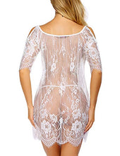 Load image into Gallery viewer, Avidlove Women Sexy Lingerie Cold Shoulder Eyelash Lace Babydoll(White,3XL)